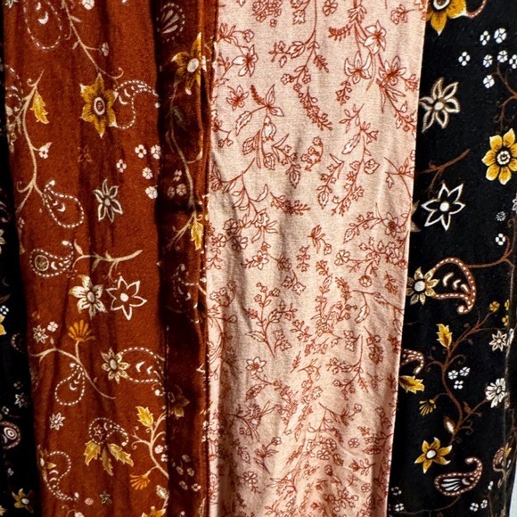 ZARA WOMAN M Maxi Long Sleeve Floral Patchwork Colorblock Shirt Kimono Dress - Picture 5 of 12